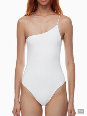 Aritzia Babaton Contour White One-Shoulder Bodysuit Medium